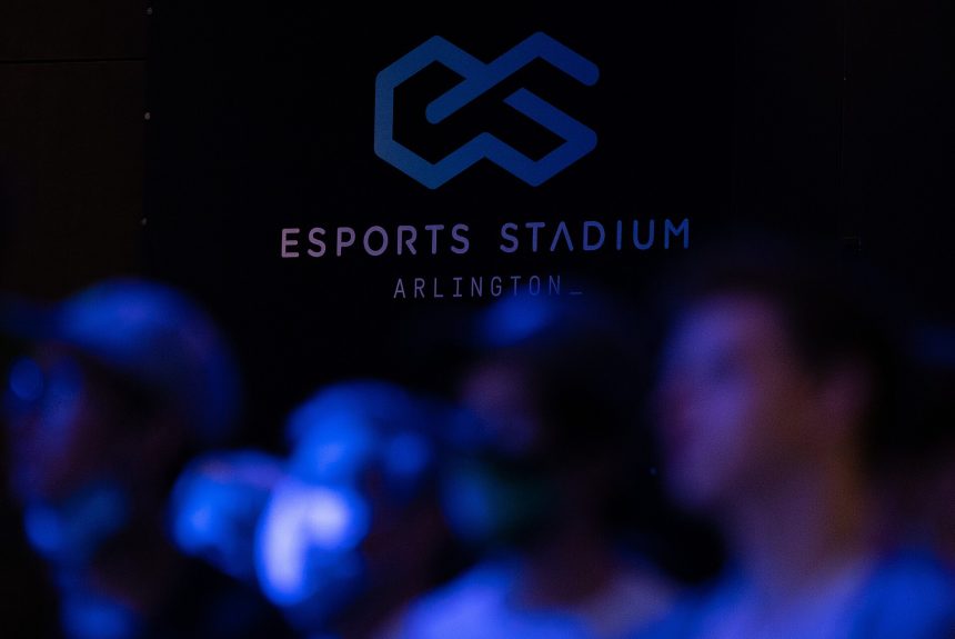 Fans gathered inside an esports stadium during a gaming event