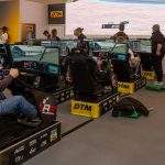 Esports gaming players competing at computers in a gaming arena