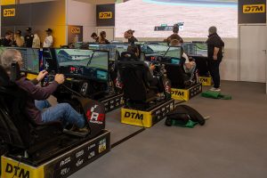Esports gaming players competing at computers in a gaming arena