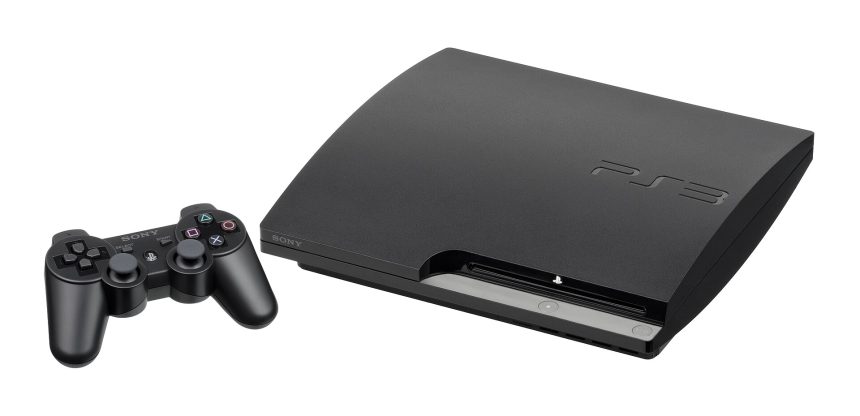 A PlayStation console with its wireless controller